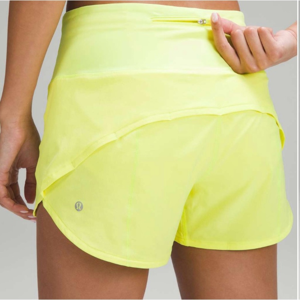 Lululemon Speed Up High Rise Short 4" Lined Electric Lemon